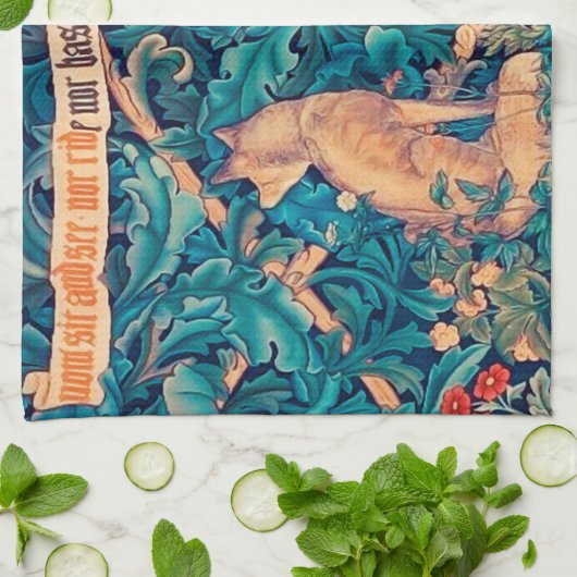 Tiere im Wald, William Morris Kitchen Towe Geschirrtuch (Gefaltet)
