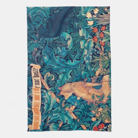 Tiere im Wald, William Morris Kitchen Towe Geschirrtuch (Vertikal)