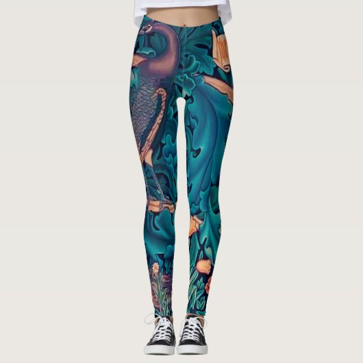 Tiere im Wald, William Morris Leggings (Vorderseite)
