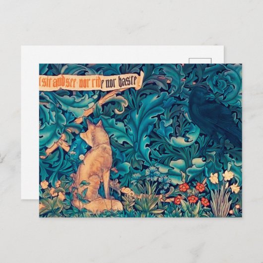 Tiere im Wald, William Morris Postcard Postkarte (Vorne/Hinten)