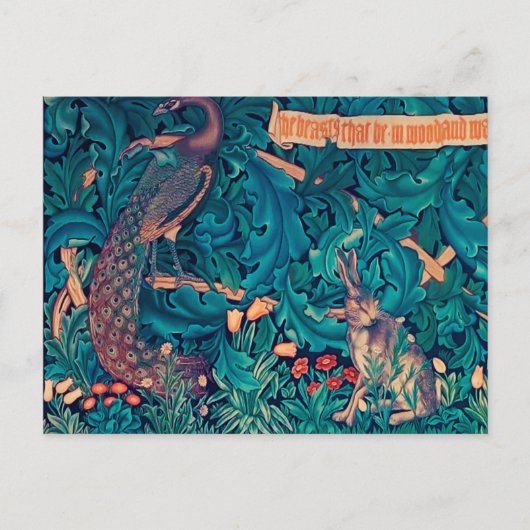Tiere im Wald, William Morris Postkarte (Vorderseite)