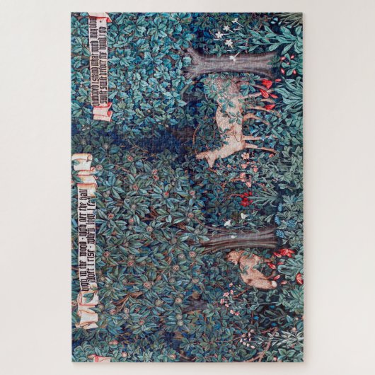 Tiere im Wald, William Morris Puzzle (Vertikal)
