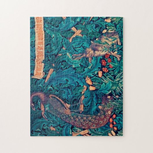 Tiere im Wald, William Morris Puzzle (Vertikal)