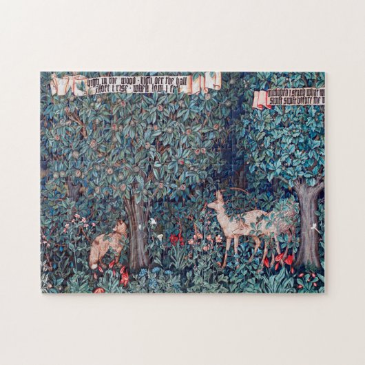 Tiere im Wald, William Morris Puzzle (Horizontal)
