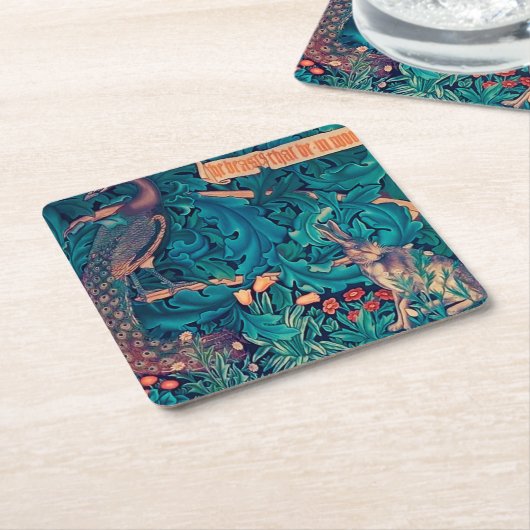 Tiere im Wald, William Morris Rechteckiger Pappuntersetzer (angewinkelt)