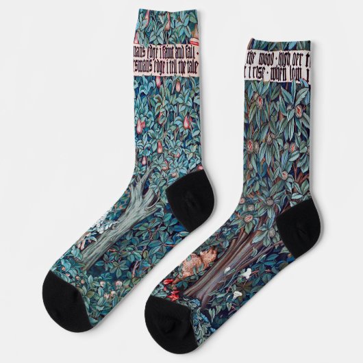 Tiere im Wald, William Morris Socken (Linkes Detail)