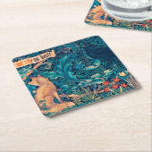 Tiere im Wald, William Morris Square Paper Rechteckiger Pappuntersetzer (angewinkelt)