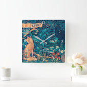 Tiere im Wald, William Morris Square Wall Quadratische Wanduhr (Zuhause)