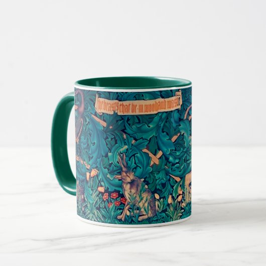 Tiere im Wald, William Morris Tasse (Vorderseite Links)