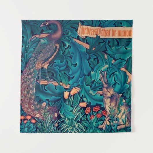 Tiere im Wald, William Morris Wandteppich (Vorderseite (Horizontal))