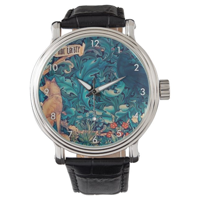 Tiere im Wald, William Morris Watch Armbanduhr (Vorderseite)