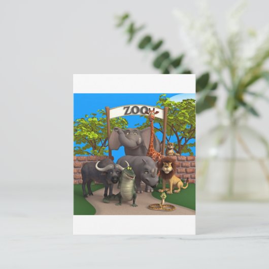 Tiere im Zoo Postkarte (Stehend Vorderseite)