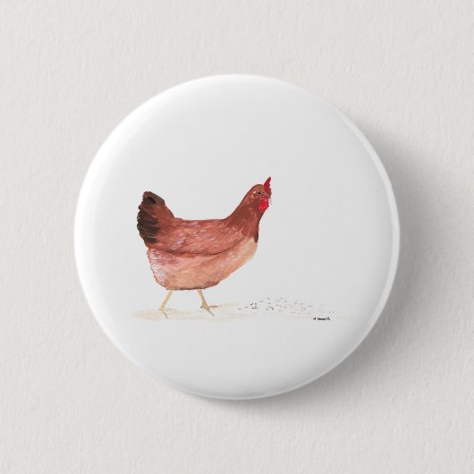 Tiere in Aquarellhühnern Vintag Button (Vorderseite)