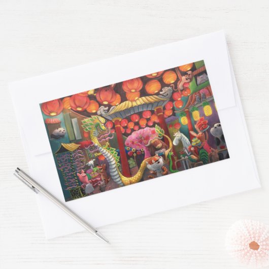 Tiere in der China Rechteckiger Aufkleber (Umschlag)