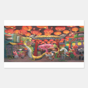 Tiere in der China Rechteckiger Aufkleber
