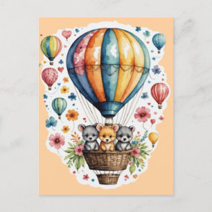 Tiere in einem Baloon Postkarte