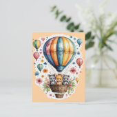 Tiere in einem Baloon Postkarte (Stehend Vorderseite)