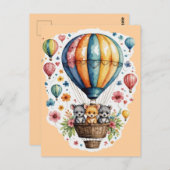 Tiere in einem Baloon Postkarte (Vorne/Hinten)