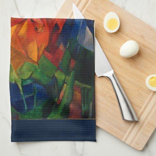 Tiere in einer Landschaft von Franz Marc Geschirrtuch (Viertel Falte)