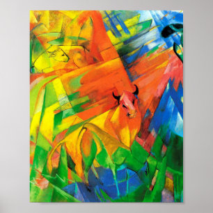 Tiere in einer Landschaft von Franz Marc Poster