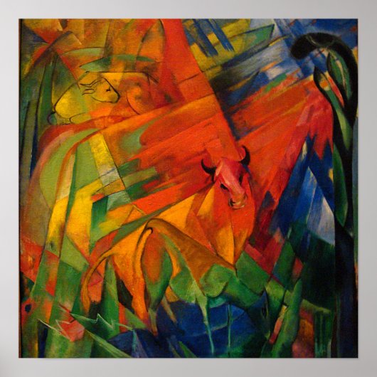 Tiere in einer Landschaft von Franz Marc Poster (Vorne)