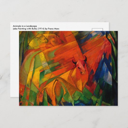 Tiere in einer Landschaft von Franz Marc Postkarte (Vorne/Hinten)