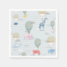Tiere in heißen Luftballons Napkin
