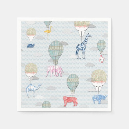 Tiere in heißen Luftballons Napkin Serviette (Vorderseite)