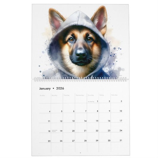 Tiere in Hoodies 12 Monate Spritzer Art 2026 Kalender (Jan 2026)