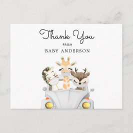 Tiere in Masken Drive by Baby Dusche Vielen Dank Postkarte