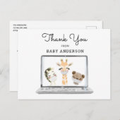 Tiere in Masken Virtual Baby Dusche Vielen Dank Postkarte (Vorne/Hinten)