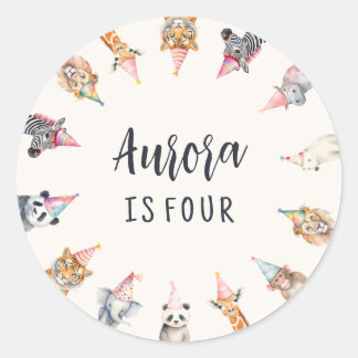 Tiere in Party Hats Themed Party Stickers