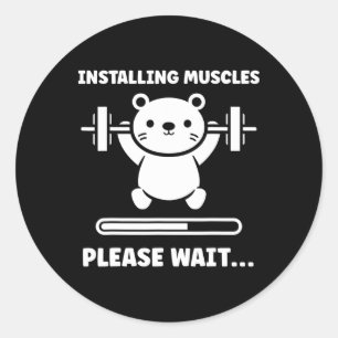 Tiere installieren Muskeln Fitness Bodybuilding Bä Runder Aufkleber
