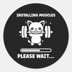 Tiere installieren Muskeln Fitness Bodybuilding Ka Runder Aufkleber