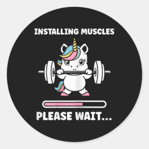 Tiere installieren Muskeln Fitness Bodybuilding Un Runder Aufkleber