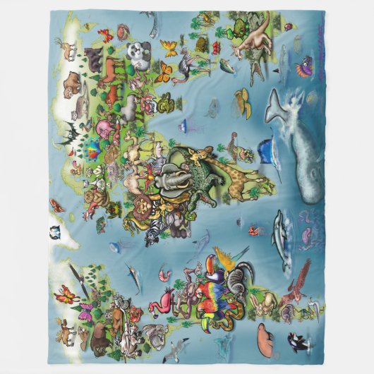 Tiere Karte Fleece Blanket (Vorderseite)