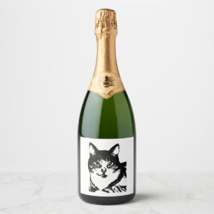 Tiere,Katze,Katzen,Tier,Haustier,Katze,Tiger,Wildk Schaumweinetikett