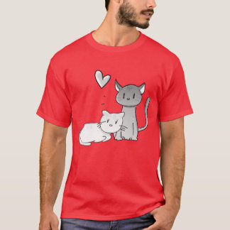 Tiere Katzen Katze Liebe Paar Mädchen T-Shirt