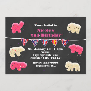 Tiere-Kekse-Geburtstagsfeier-Streusel-Einladungen Einladung