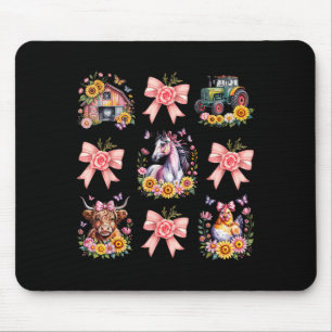 Tiere Kuh Huhn Pferd Traktor Blume Bauernhof Frau Mousepad