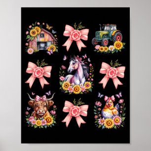 Tiere Kuh Huhn Pferd Traktor Blume Bauernhof Fraue Poster
