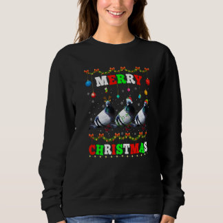 Tiere Lichter frohe Weihnachten Santa Pigeon Sweatshirt