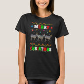 Tiere Lichter frohe Weihnachten Santa Zebra T-Shirt (Vorderseite)