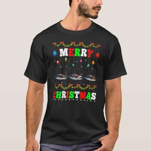 Tiere Lichter frohe Weihnachtsmann T-Shirt (Vorderseite)