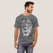 Tiere Lion Face Template Mens Elegant Gray T-Shirt (Vorne ganz)
