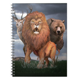 Tiere, Löwen, Bären und Hirsche, wild lebende Tier Notizblock