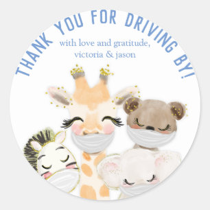 Tiere Masken Covid Drive By Baby Shower Aufkleber