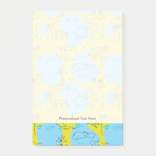 Tiere mit Babymuster-Hintergrund Post-it Klebezettel (Vorderseite)