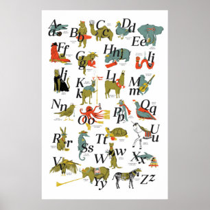 Tiere mit Berufen Alphabet Poster