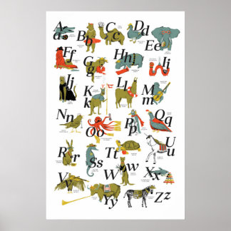 Tiere mit Berufen Alphabet Poster